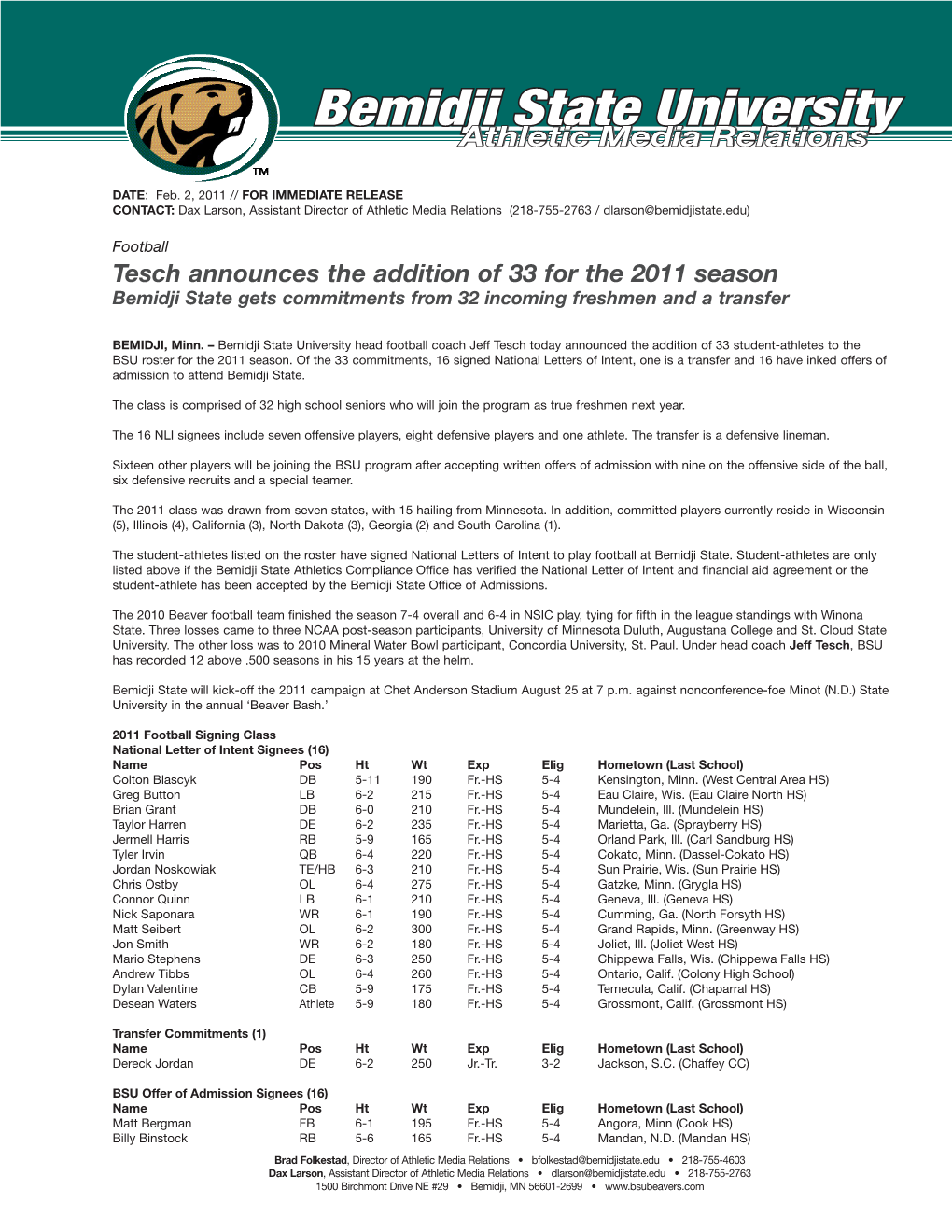 Bemidji State University Athleticathletic Mediamedia Relationsrelations