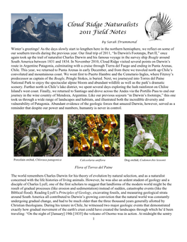 Cloud Ridge Naturalists 2011 Field Notes