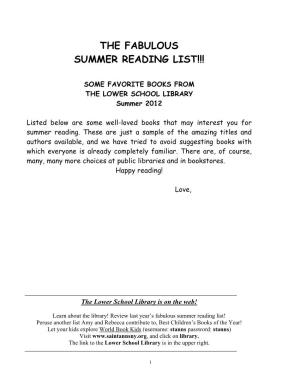 Summer Reading List 2012