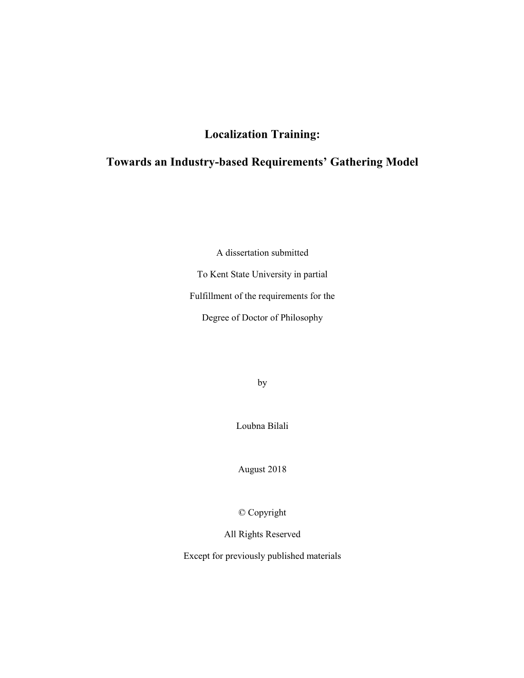 Localization Training: Towards an Industry-Based Requirements