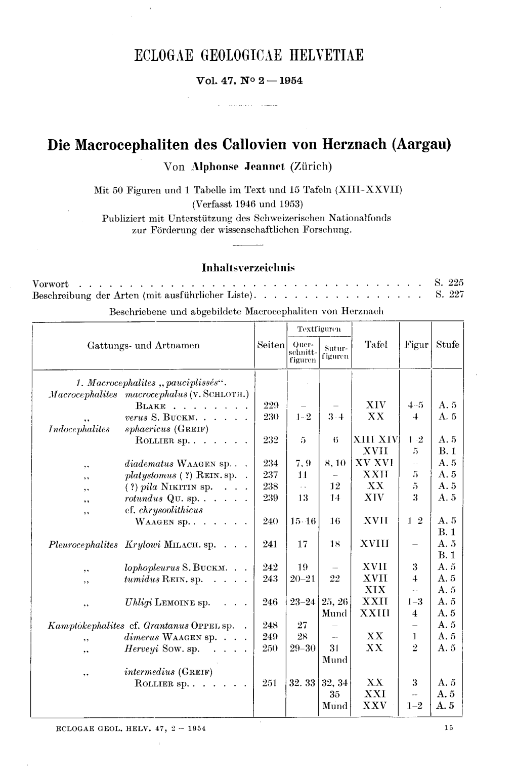 ECLOGAE GEOLOGIOAE HELVETIAE Die Macrocephaliten Des