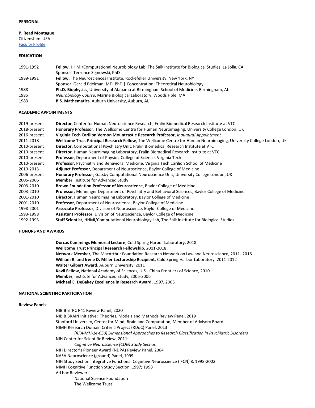 PERSONAL P. Read Montague Citizenship: USA Faculty Profile