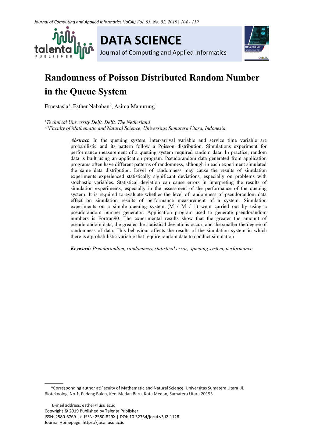 DATA SCIENCE Journal of Computing and Applied Informatics