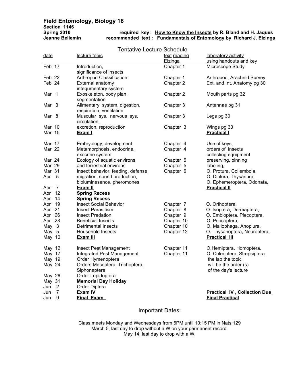 Field Entomology, Biology 16