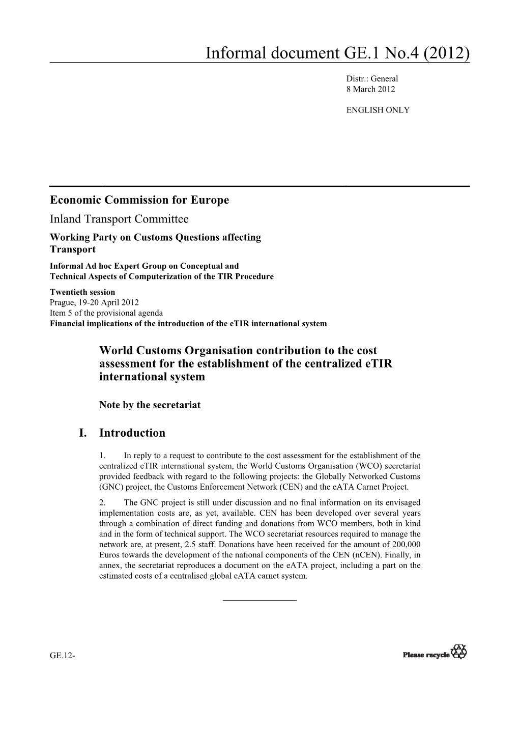 Informal Document GE.1 No.4 (2012)