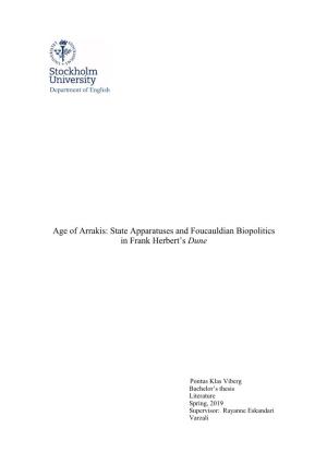 Age of Arrakis: State Apparatuses and Foucauldian Biopolitics in Frank Herbert's Dune