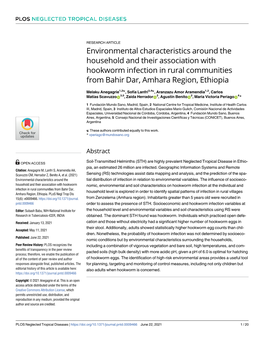 Environmental Characteristics Around the Household and Their Association with Hookworm Infection in Rural Communities from Bahir Dar, Amhara Region, Ethiopia