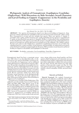 With Discussions on Male Secondary Sexual Characters and Larval Feeding on Capparis (Capparaceae) in the Pyraloidea and Lepidoptera (Insecta)