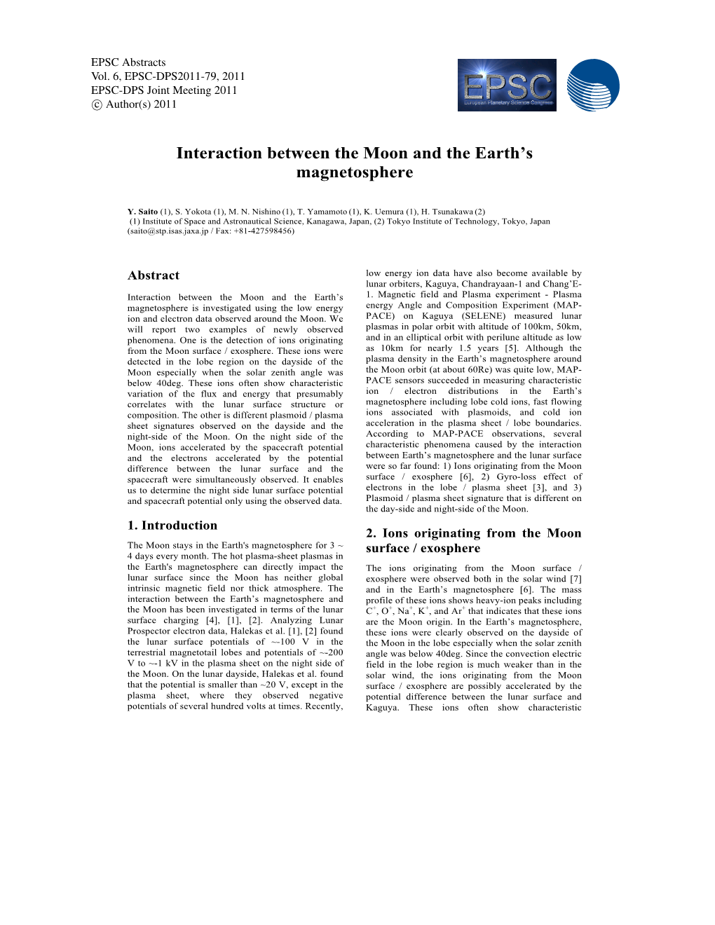 Interaction Between the Moon and the Earth's Magnetosphere