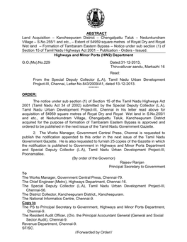 ABSTRACT Land Acquisition – Kancheepuram District
