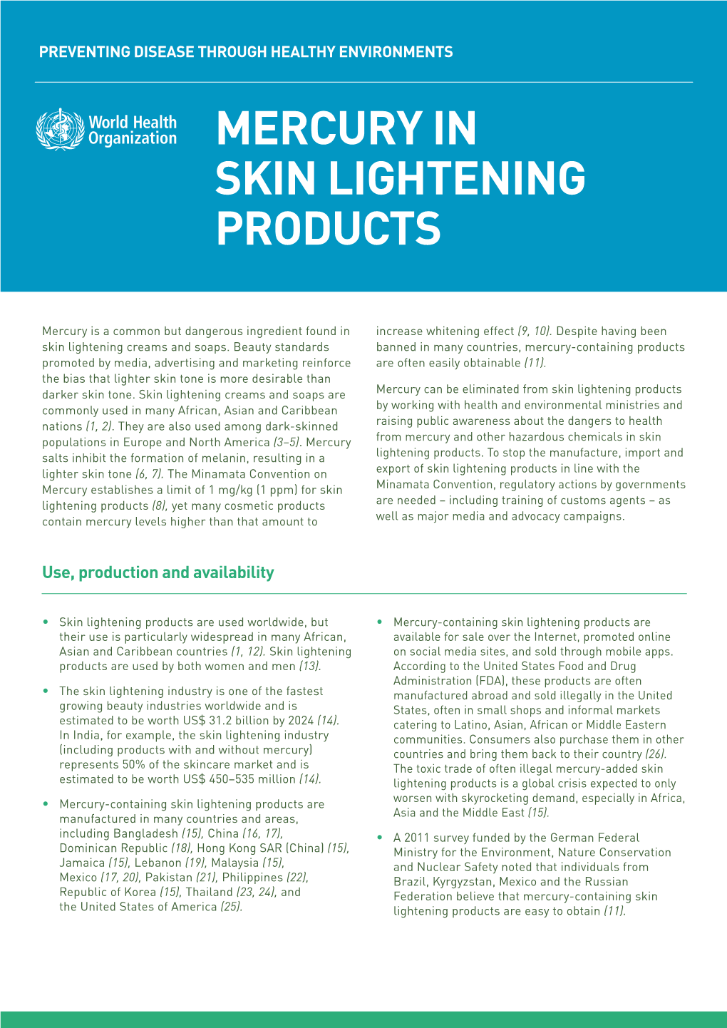 Mercury in Skin Lightening Products