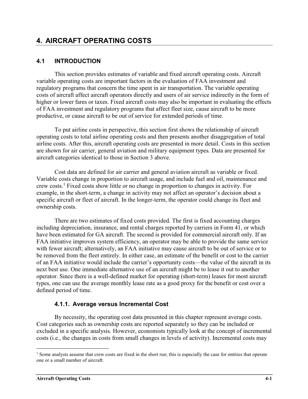 Section 4: Aircraft Operating Costs