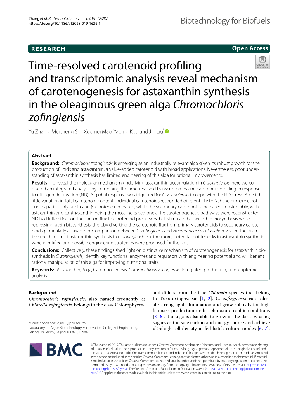 Time-Resolved Carotenoid Profiling and Transcriptomic Analysis Reveal