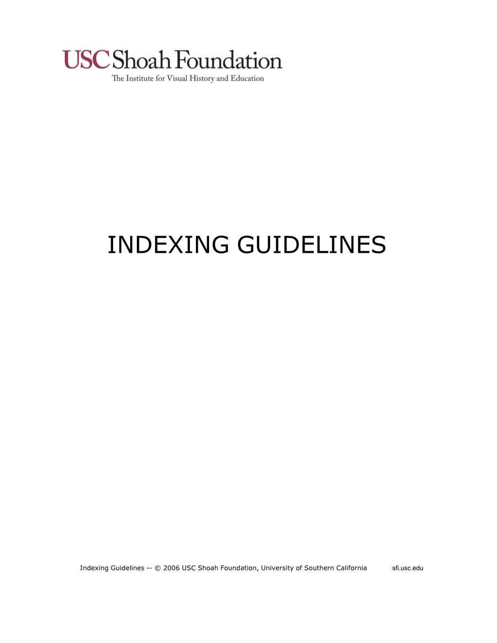 Indexing Guidelines