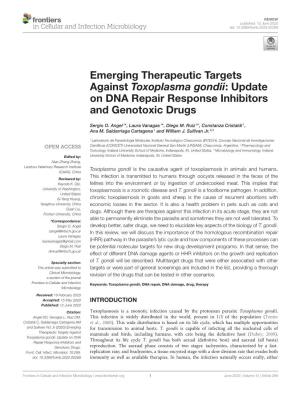 Emerging Therapeutic Targets Against Toxoplasma Gondii: Update on DNA Repair Response Inhibitors and Genotoxic Drugs