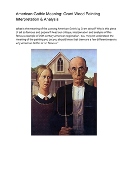 American Gothic Meaning: Grant Wood Painting Interpretation & Analysis