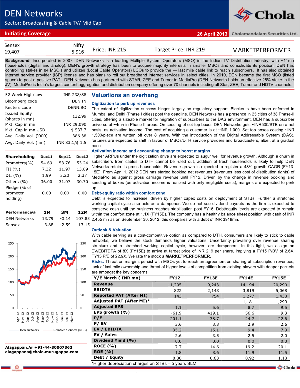 DEN Networks Sector: Broadcasting & Cable TV/ Mid Cap