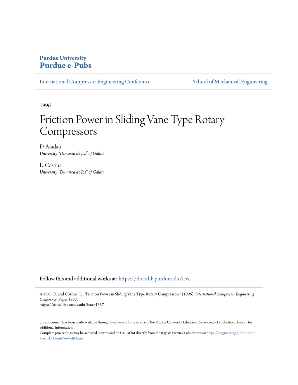 Friction Power in Sliding Vane Type Rotary Compressors D