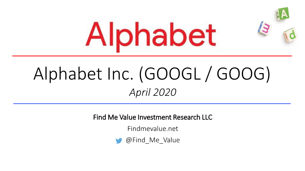 Alphabet Inc. (GOOGL / GOOG) April 2020