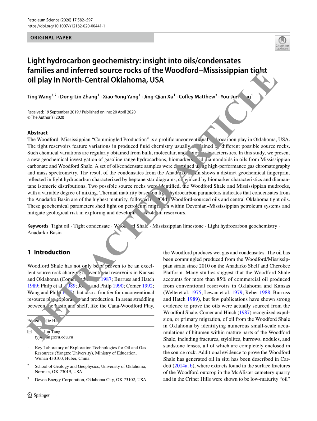 Light Hydrocarbon Geochemistry: Insight Into Oils/Condensates