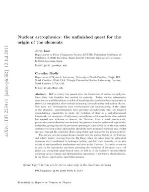 Nuclear Astrophysics: the Unfinished Quest for the Origin of the Elements