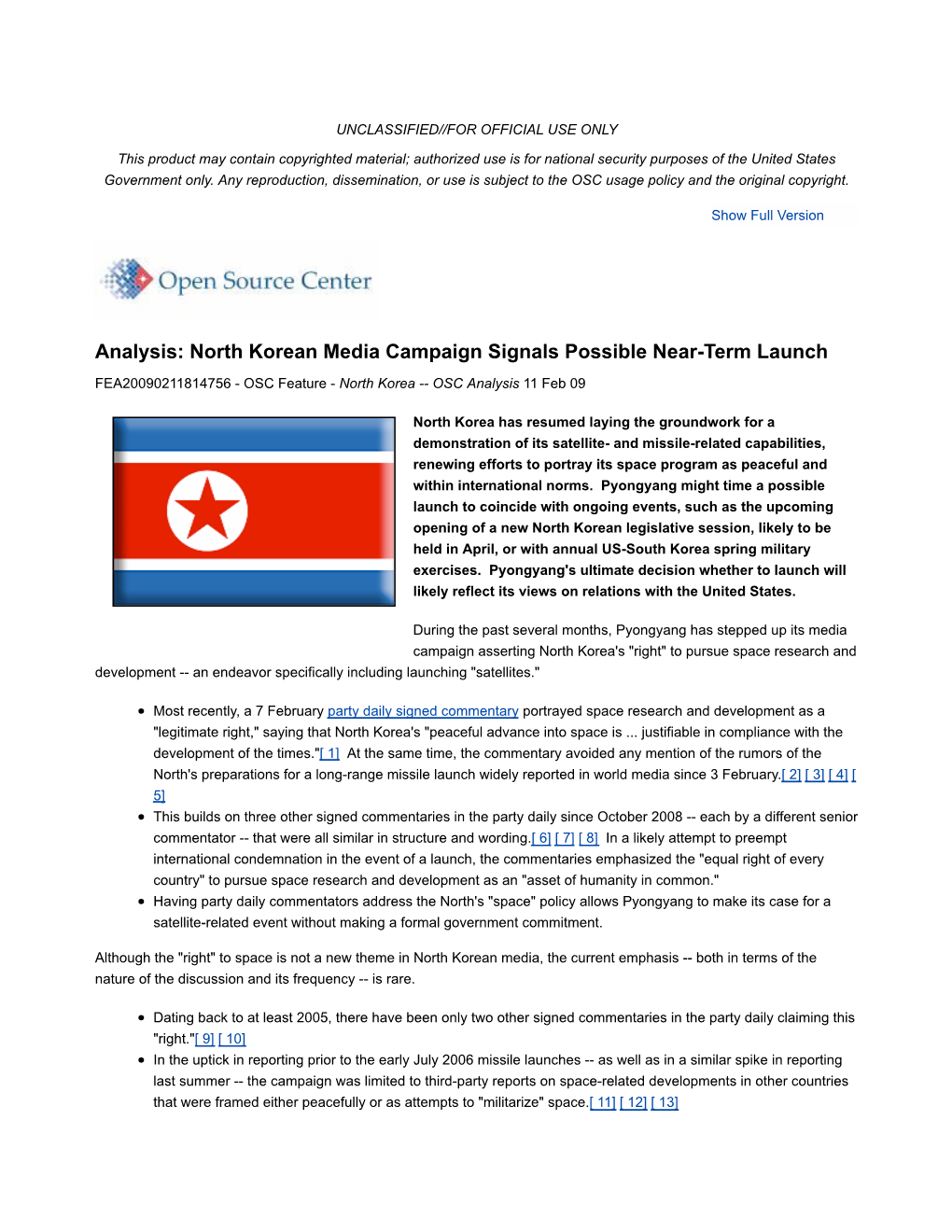 North Korean Media Campaign Signals Possible Near-Term Launch