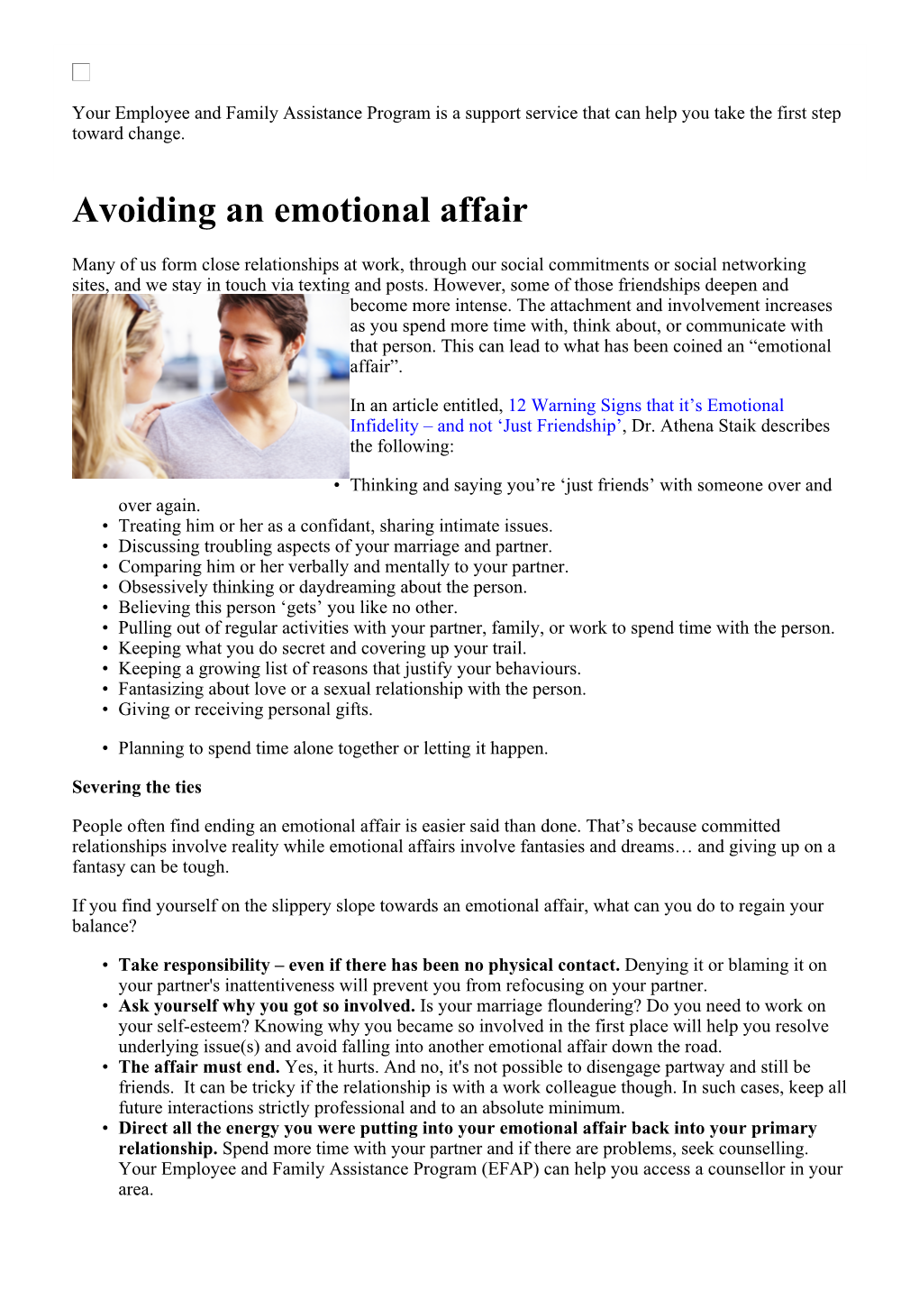 Avoiding an Emotional Affair