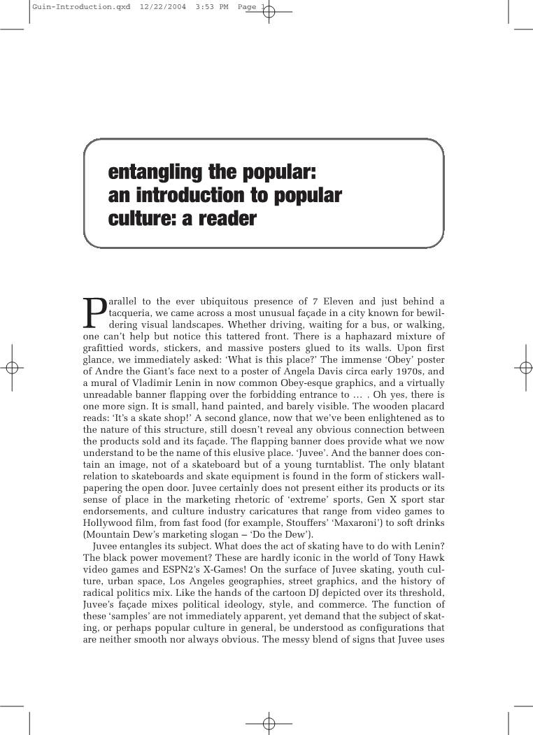 Entangling the Popular: an Introduction to Popular Culture: a Reader