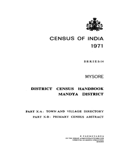 District Census Handbook, Mandya, Part X-A, B, Series-14,Mysore