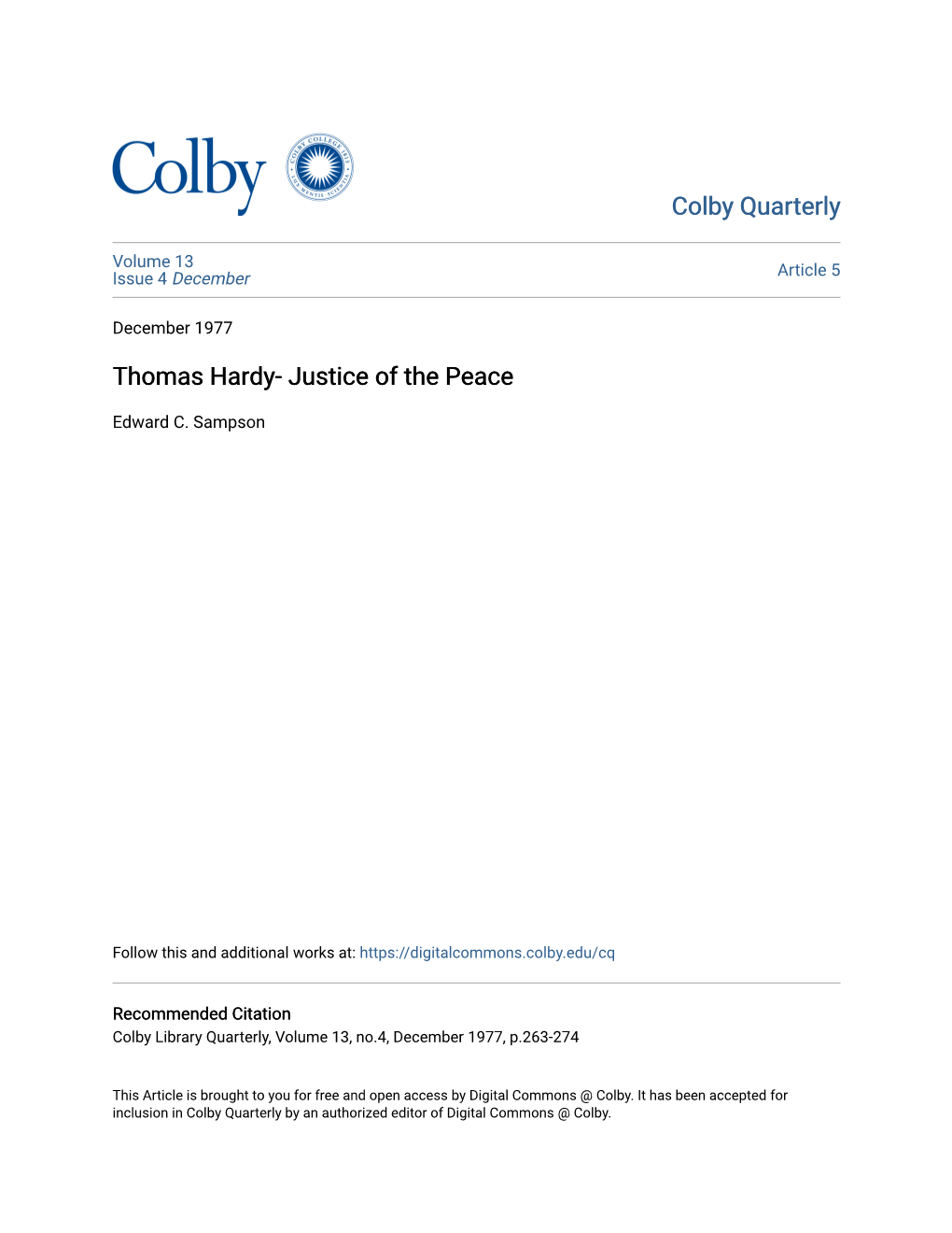 Thomas Hardy- Justice of the Peace