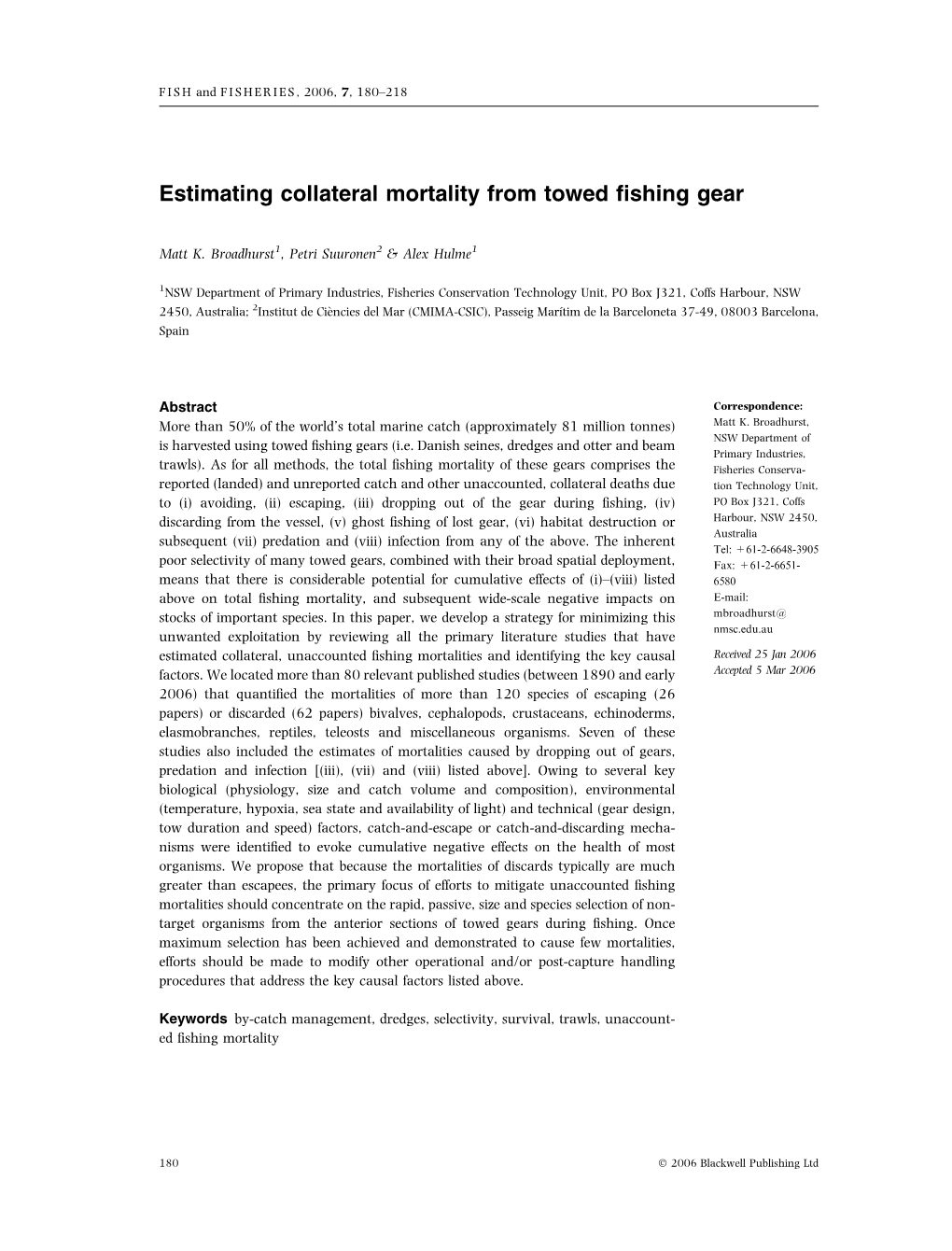 Estimating Collateral Mortality from Towed Fishing Gear