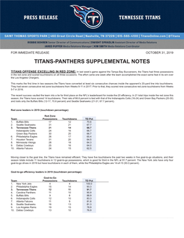 Titans-Panthers Supplemental Notes