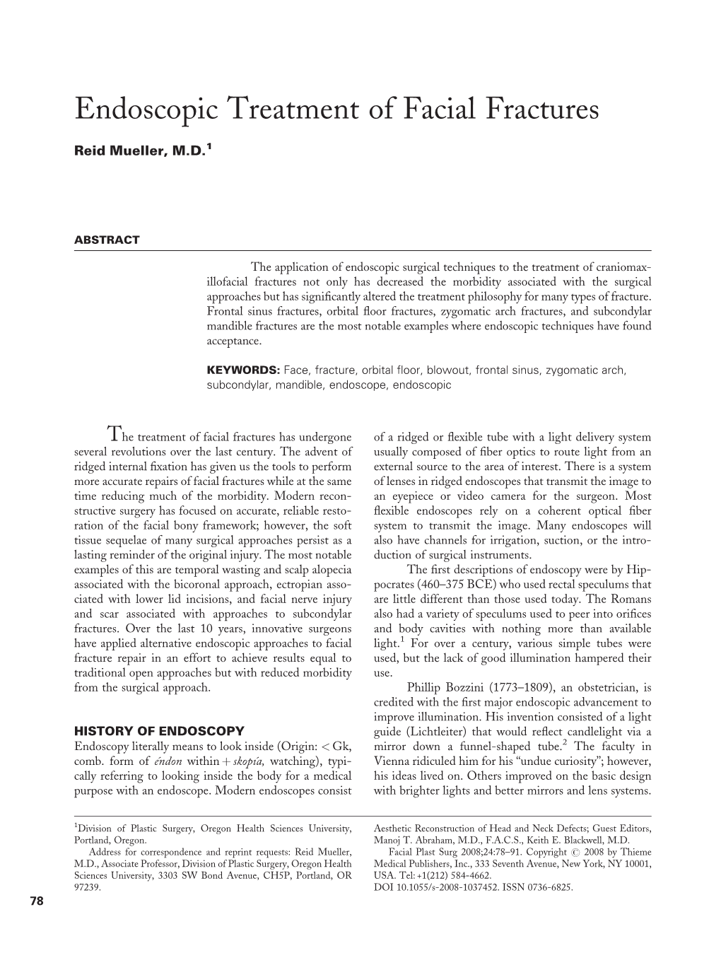 Endoscopic Treatment of Facial Fractures - DocsLib