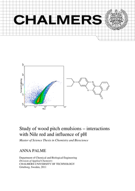 Study of Wood Pitch Emulsions – Interactions with Nile Red and Influence of Ph Master of Science Thesis in Chemistry and Bioscience