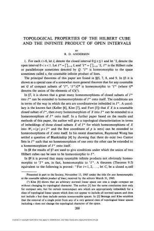 Topological Properties of the Hilbert Cube and the Infinite Product of Open Intervals