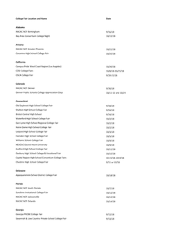 College Fair Location and Name Date