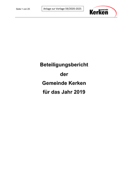 Beteiligungsbericht Der Gemeinde Kerken Für Das Jahr 2019