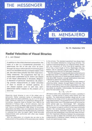 Radial Velocities of Visual Binaries E