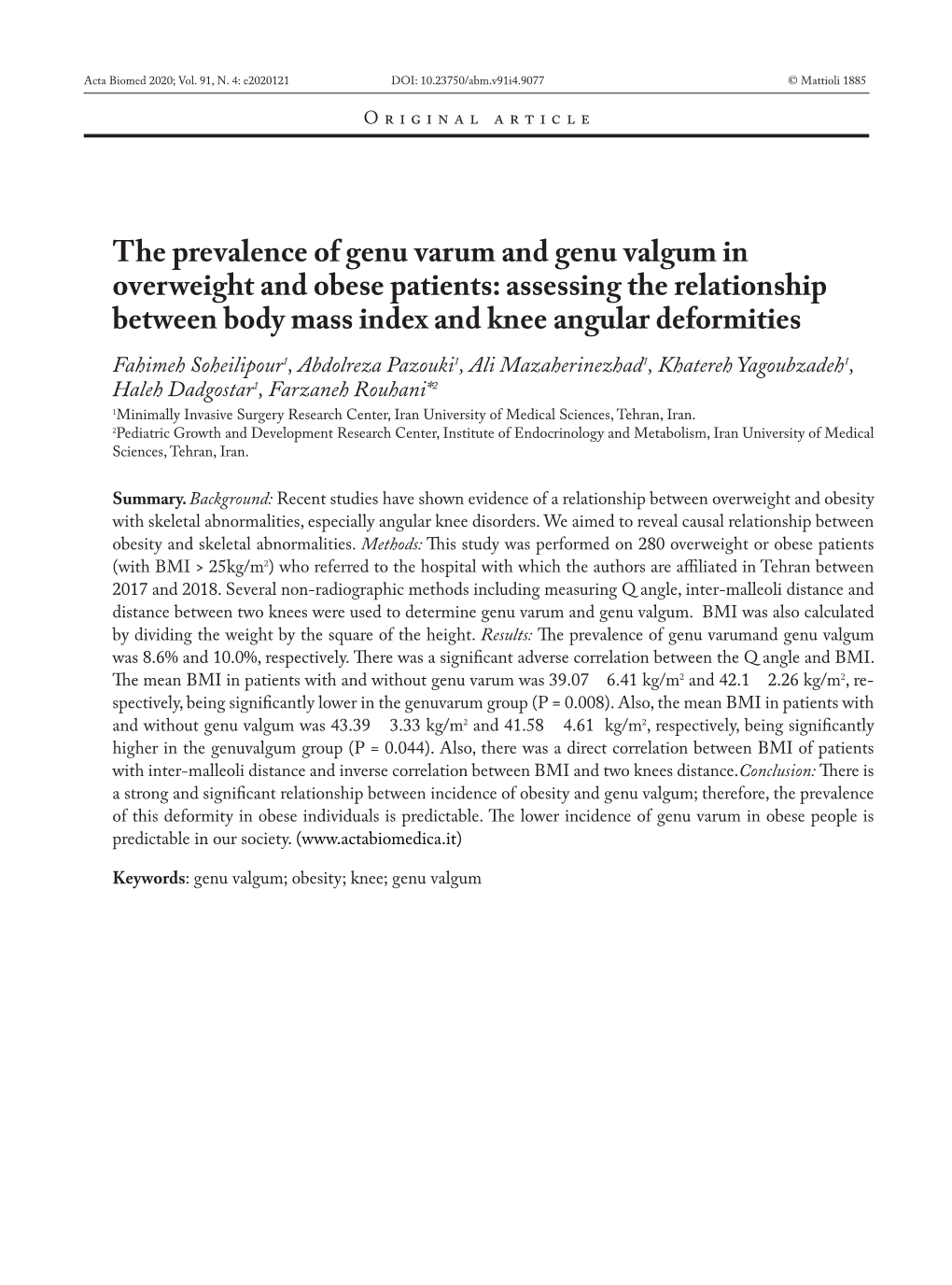 The Prevalence of Genu Varum and Genu Valgum In