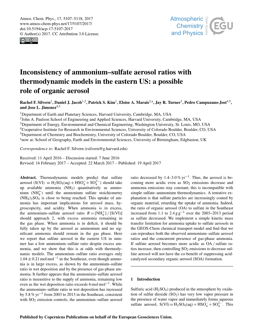 Articles Are Increasingly Coated by Monia Has Important Implications for Aerosol Mass, Hy- Organic Material, Retarding the Uptake of Ammonia