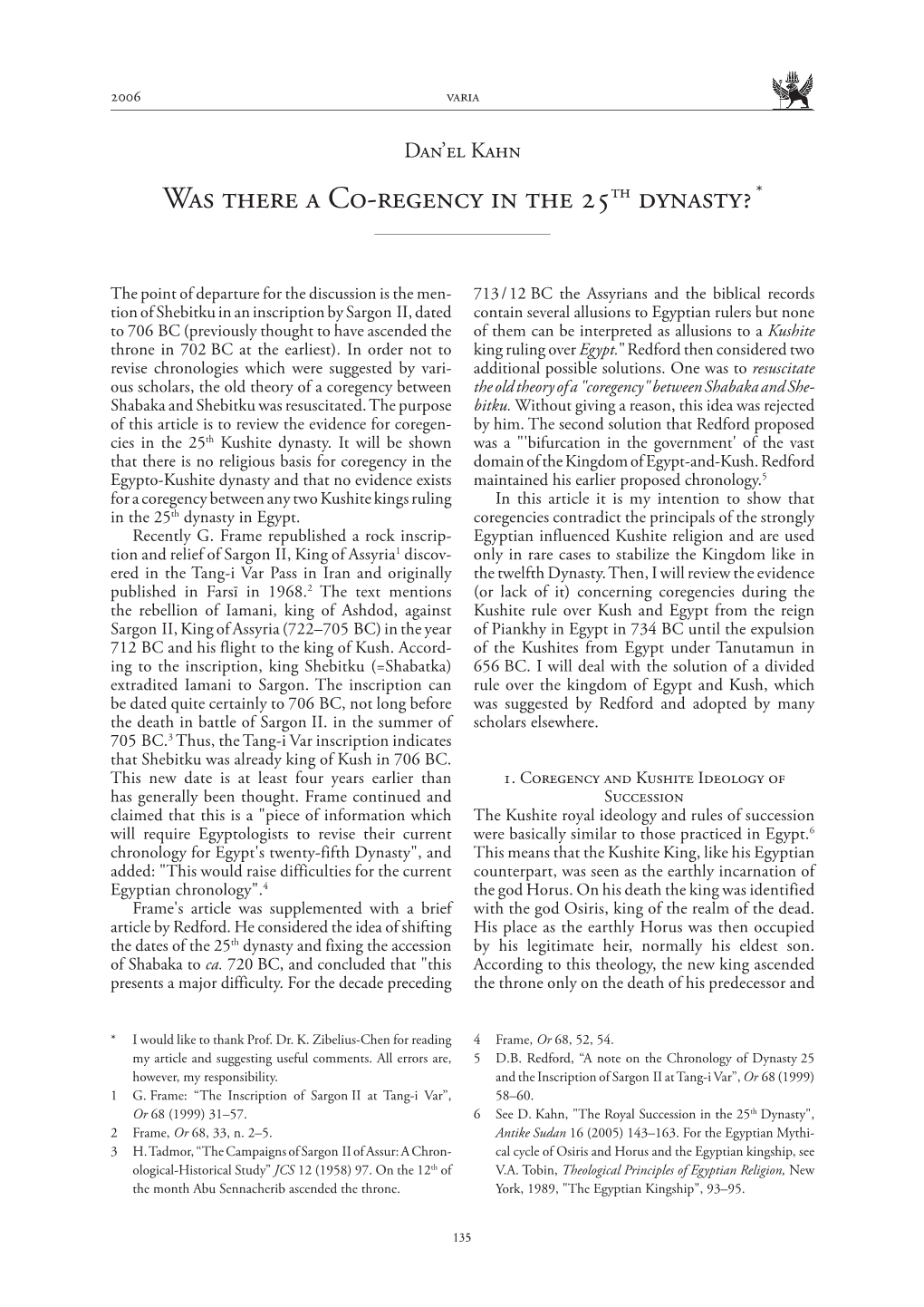 Was There a Co-Regency in the 25Th Dynasty ? *