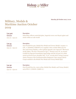 Military, Medals & Maritime Auction October 2019