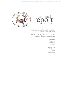 Annual Report for 2018/2019 Financial Year - Mcgregor Museum Public Entity