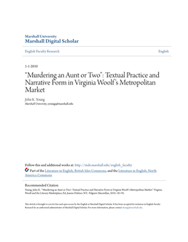 Textual Practice and Narrative Form in Virginia Woolf's Metropolitan Market