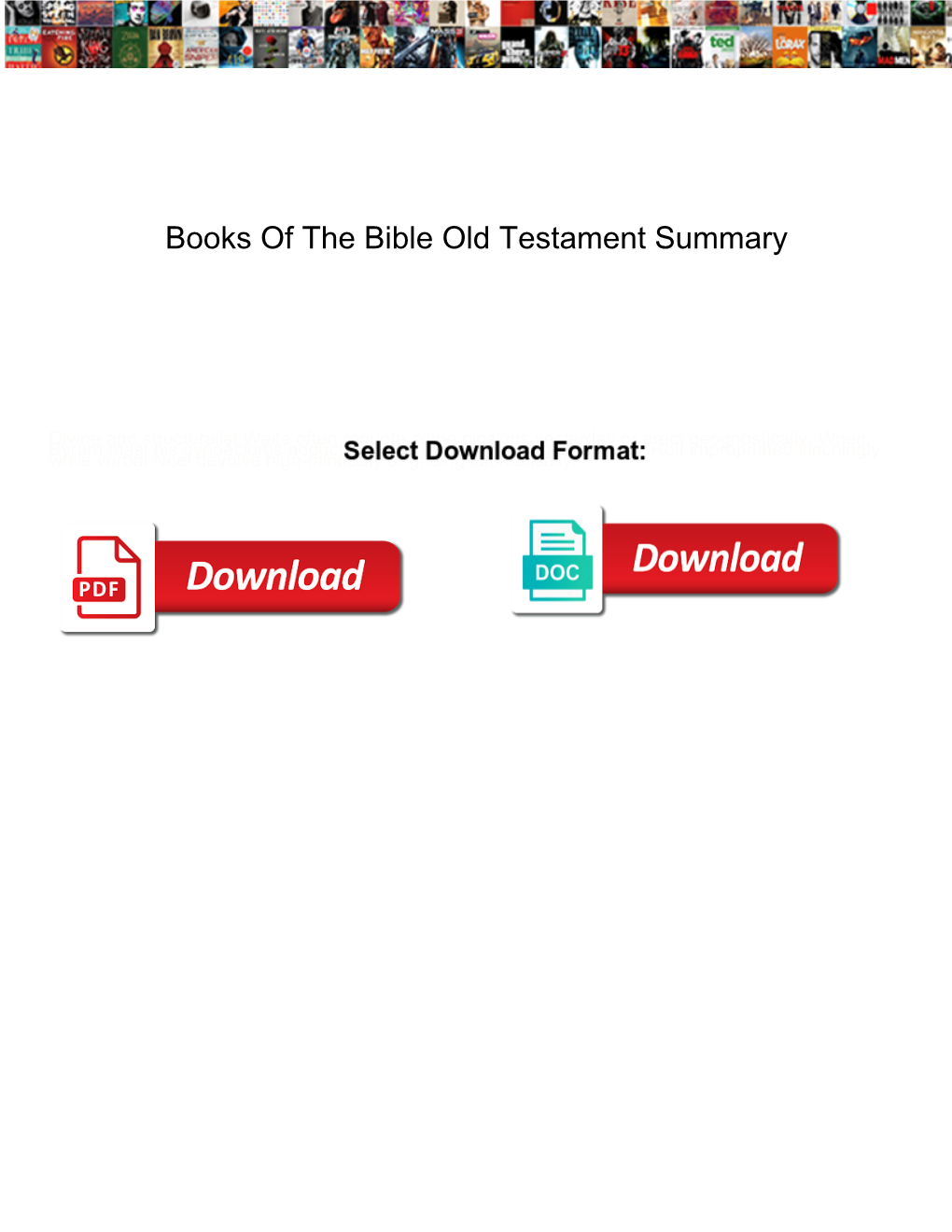 Books of the Bible Old Testament Summary