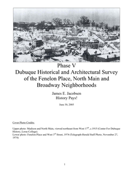 Phase V Dubuque Historical and Architectural Survey of the Fenelon Place, North Main and Broadway Neighborhoods