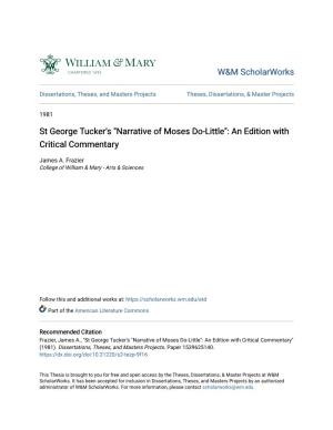 St George Tucker's "Narrative of Moses Do-Little": an Edition with Critical Commentary