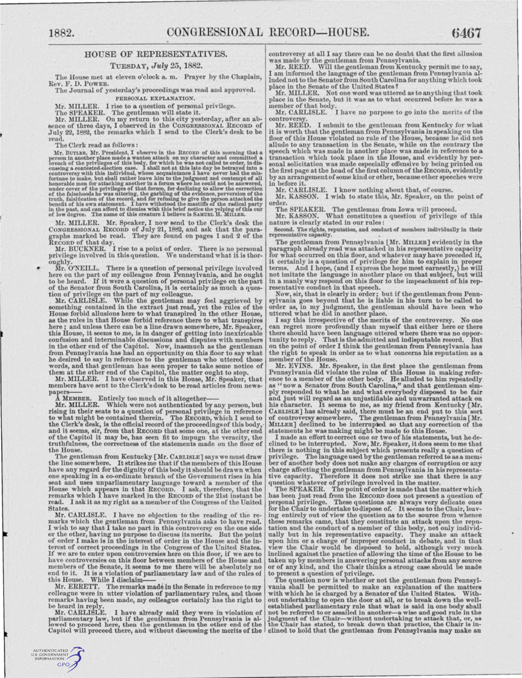 1882. Congressional Record-House. 6467