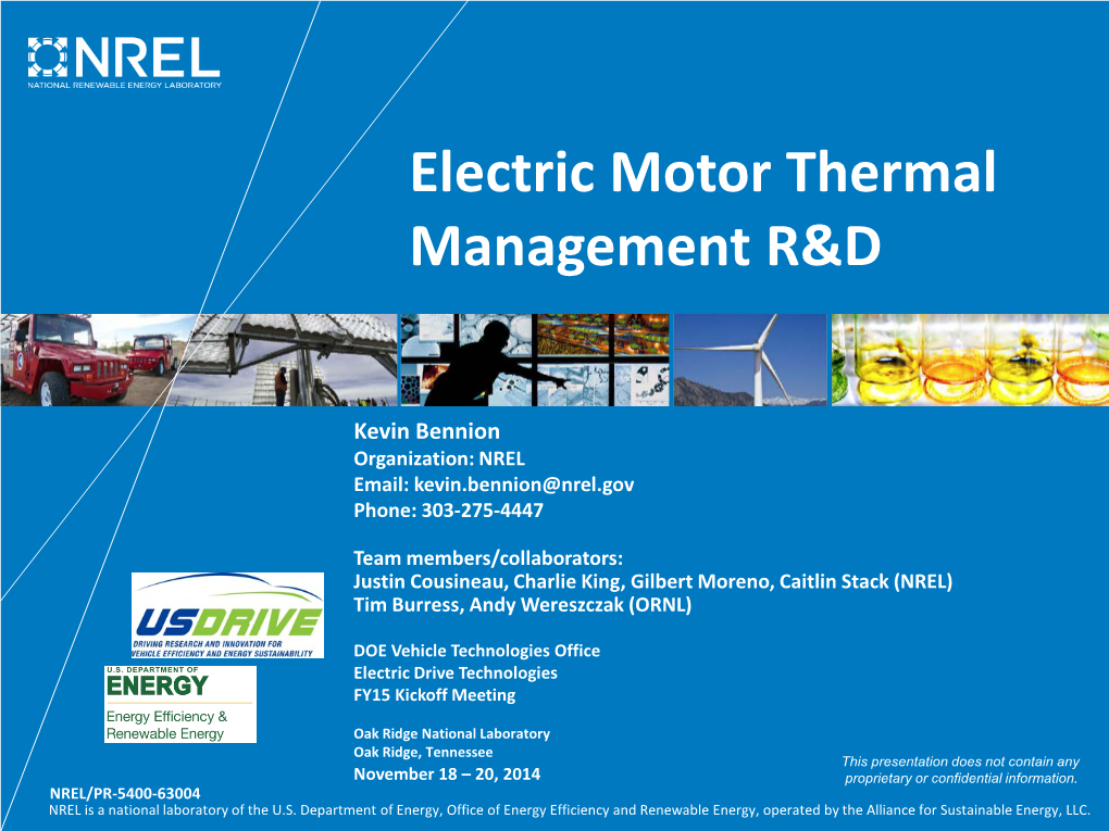 Electric Motor Thermal Management R&D (Presentation), NREL