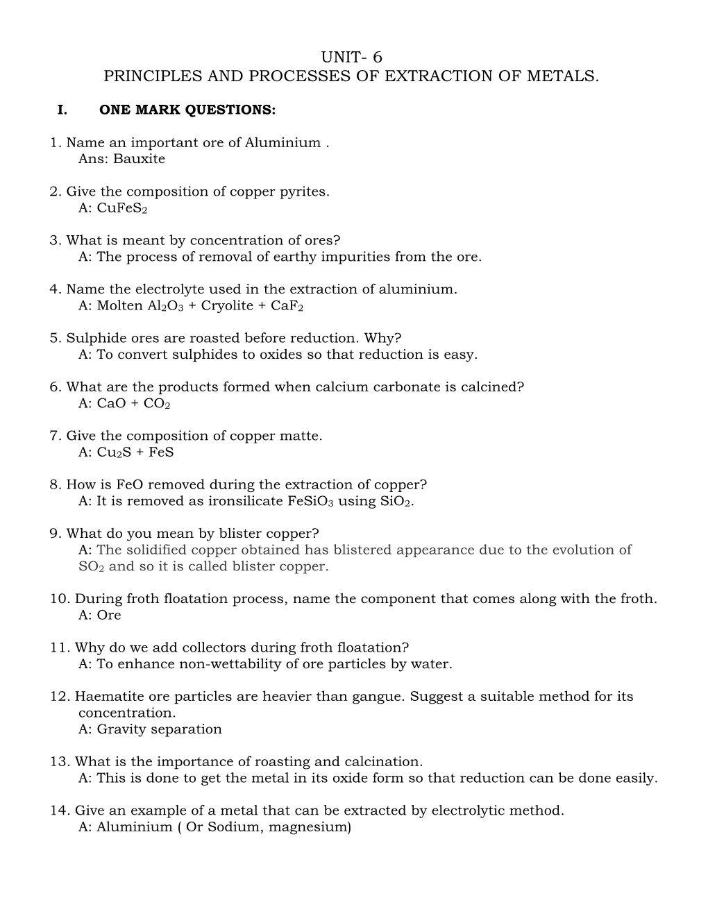 6 Principles and Processes of Extraction of Metals